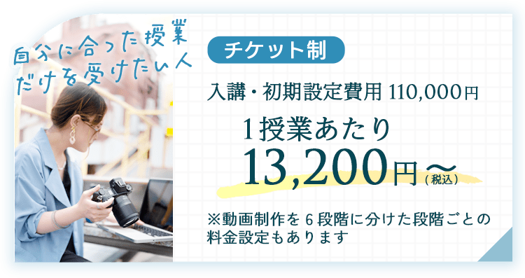 チケット制１授業あたり１３２００円～