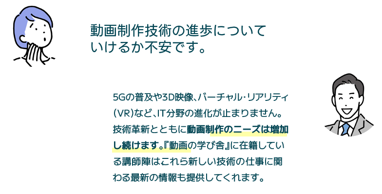 動画制作技術の進歩についていけるか不安です。