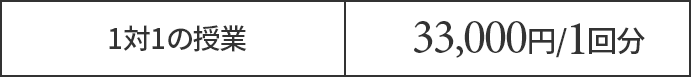 1対1の授業 1回分33,000円